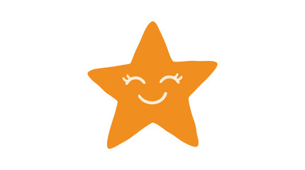 Obraz premium A cheerful orange star cartoon character with a smiling face and closed eyes