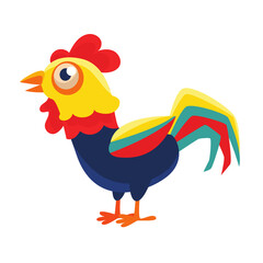 chicken, rooster, cartoon, hen, bird, farm, animal, vector, illustration, poultry, cockerel, beak, isolated, animals, feather, fowl, nature, agriculture, chickens, birds, drawing, art, clipart, silhou © Roxin