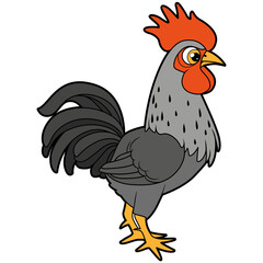 chicken, rooster, cartoon, hen, bird, farm, animal, vector, illustration, poultry, cockerel, beak, isolated, animals, feather, fowl, nature, agriculture, chickens, birds, drawing, art, clipart, silhou © Roxin
