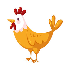 chicken, rooster, cartoon, hen, bird, farm, animal, vector, illustration, poultry, cockerel, beak, isolated, animals, feather, fowl, nature, agriculture, chickens, birds, drawing, art, clipart, silhou © Roxin