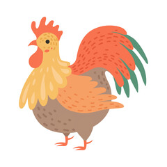 chicken, rooster, cartoon, hen, bird, farm, animal, vector, illustration, poultry, cockerel, beak, isolated, animals, feather, fowl, nature, agriculture, chickens, birds, drawing, art, clipart, silhou © Roxin