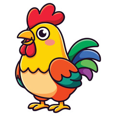 chicken, rooster, cartoon, hen, bird, farm, animal, vector, illustration, poultry, cockerel, beak, isolated, animals, feather, fowl, nature, agriculture, chickens, birds, drawing, art, clipart, silhou © Roxin