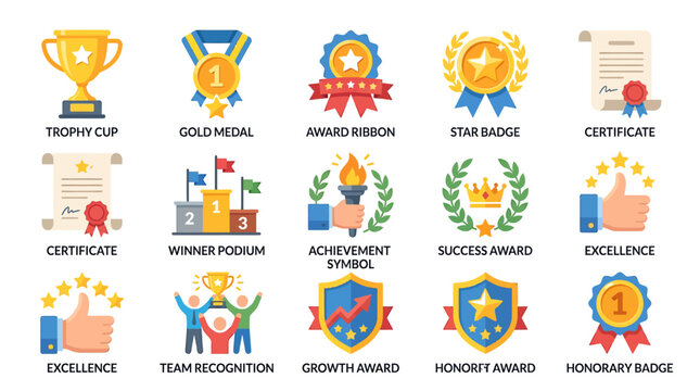 Various awards and certificates on display for recognition purposes