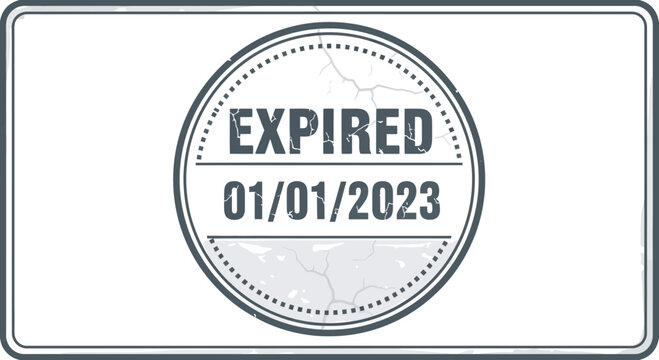 Expired Stamp with Date 01/01/2023, Grunge Texture, Vintage Seal