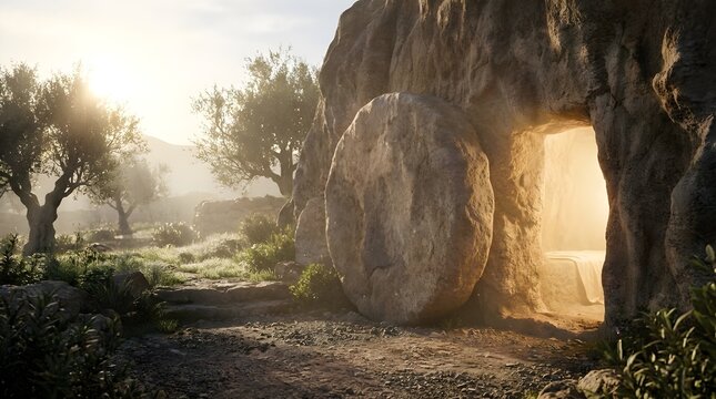 Resurrection Day Empty Tomb Jesus Stone