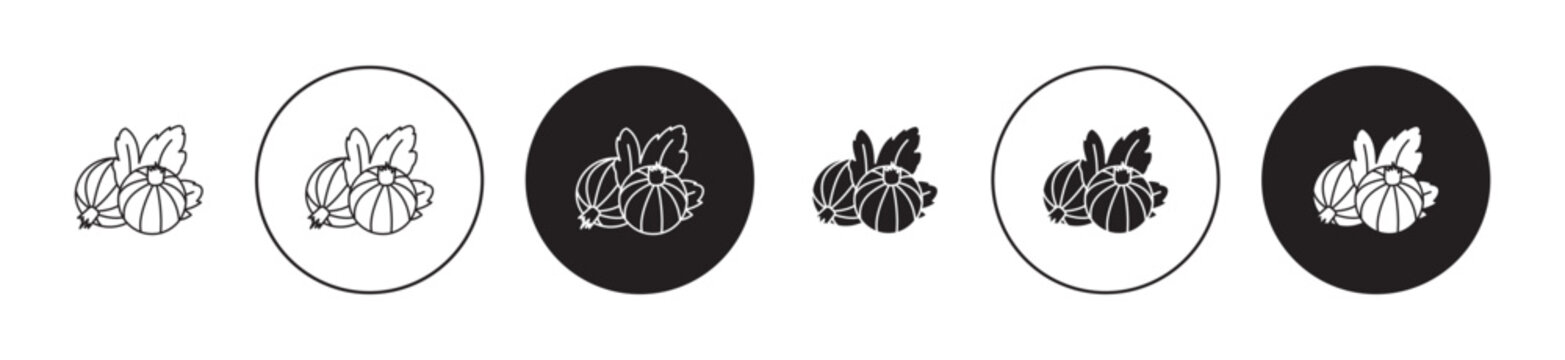 Gooseberry icons collection in black filled and stroke line style