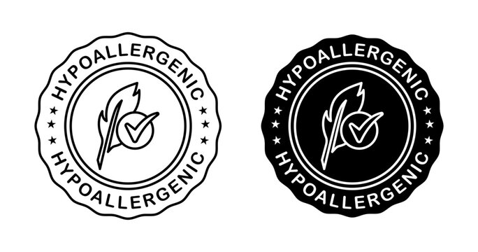 Hypoallergenic tested icons collection in black filled and stroke line style