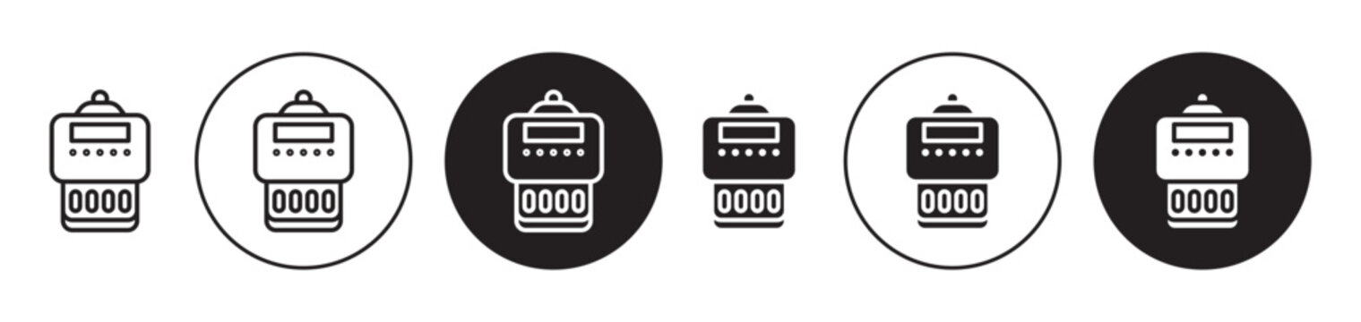 Meter icons collection in black filled and stroke line style