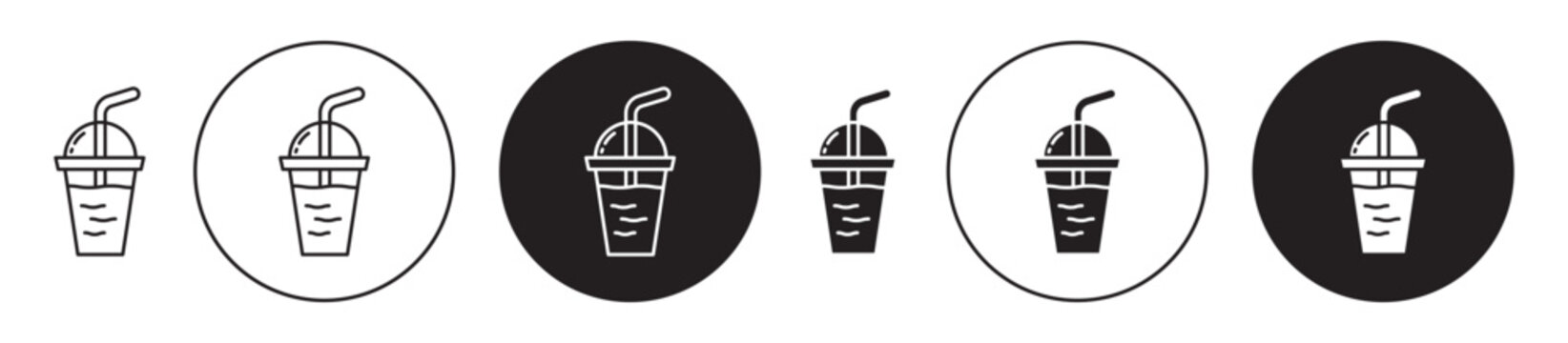 Milk shake icons collection in black filled and stroke line style
