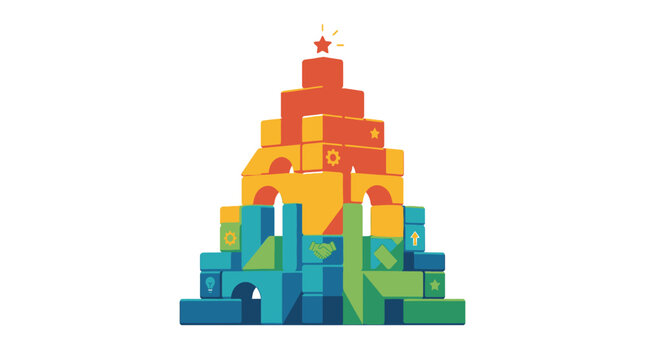 Colorful Lego Brick Tower Structure.