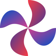 Vibrant gradient four blade abstract pinwheel design featuring red purple blue color flow graphic illustration © aryan
