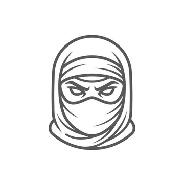 Female ninja warrior character wearing black hood and mask.