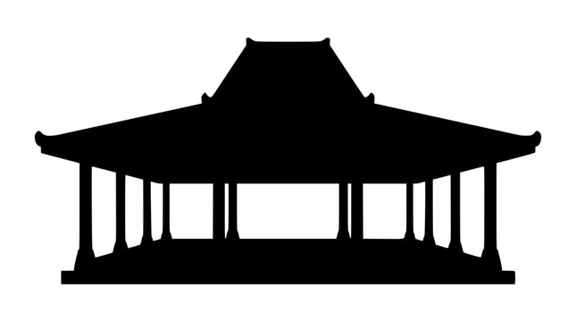 Silhouette of Traditional Indonesian Javanese Joglo House Pendopo Building