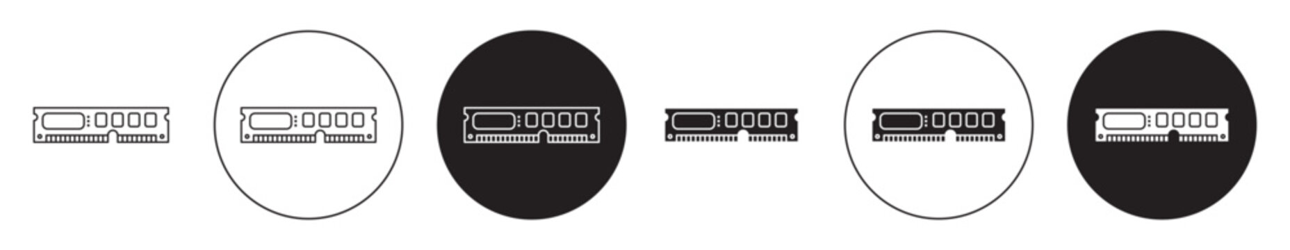Ram memory icons collection in black filled and stroke line style