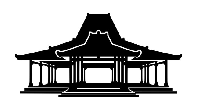 Traditional Javanese Joglo House Silhouette Icon