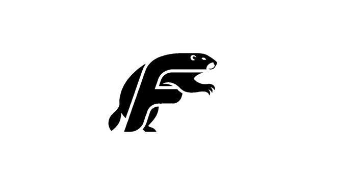 Black and white stylized frog logo design.