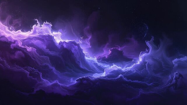 Mystical violet haze gliding across black celestial space with subtle navy fog movement