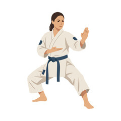 Female Shotokan Karate Competitor In Neko Ashi Dachi Stance © AADIL