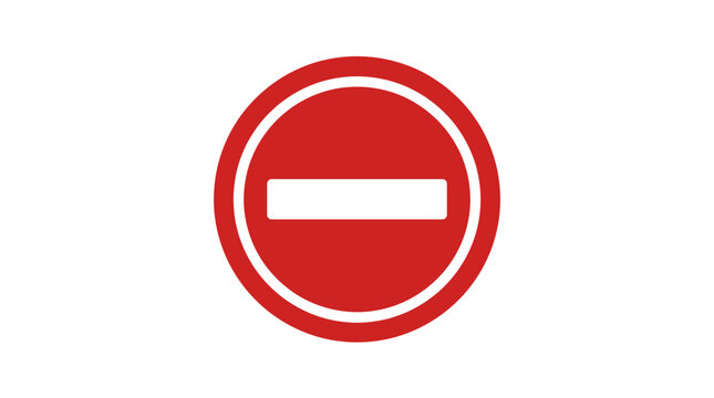 Red circle road sign with white horizontal bar meaning do not enter.