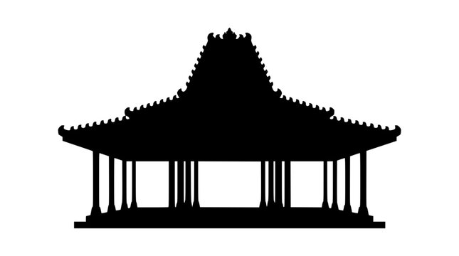 Javanese Traditional House Joglo Silhouette Illustration