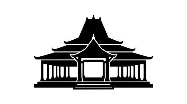 Indonesian Traditional Joglo House Silhouette Vector Illustration