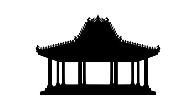 Traditional Javanese Joglo House Silhouette Illustration