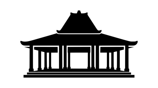 Traditional Javanese Joglo House Architecture Silhouette Icon