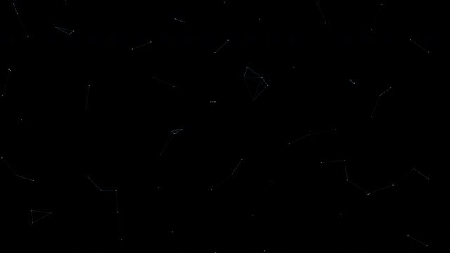 Digital plexus motion video background with glowing white connected nodes