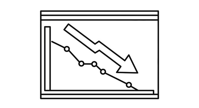 Business Downward Trend Graph with Arrow, Financial Decline, Stock Market Loss, Economic Recession Concept