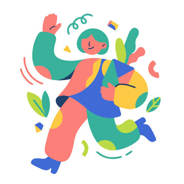 Dynamic colorful abstract figure flat vector illustration
