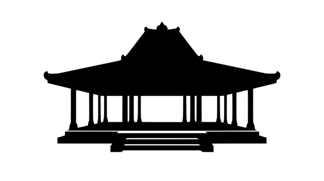 Traditional Indonesian Joglo House Silhouette