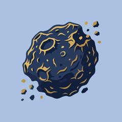 A dark rocky asteroid floating in the vast empty deep space © Kurniawan