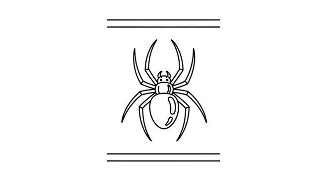 Black widow spider outline, minimalist graphic design, insect illustration, arachnid symbol, vector art