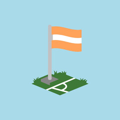 An isometric vector icon of a soccer field corner flag © Karim