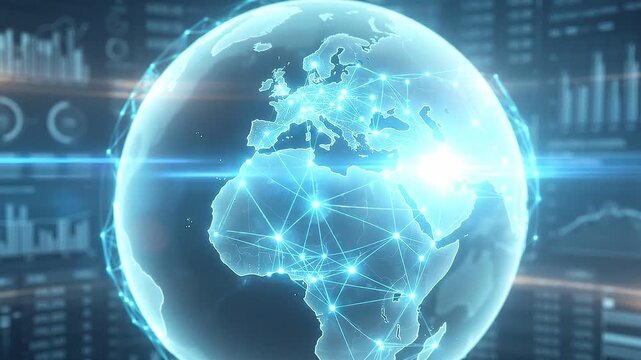 Digital globe cloud security network connection with data visualization and global communication showcasing technology innovation and digital network communication security concepts