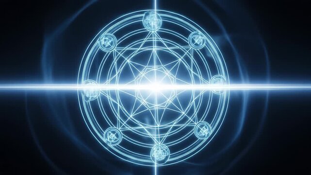 Glowing blue magic circle with bright white lens flare