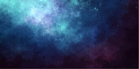 An abstract watercolor nebula swirls with vibrant shades of cyan, turquoise, and deep violet, evoking the vastness and mystery of the cosmos. © ZINGGALALA HOHO