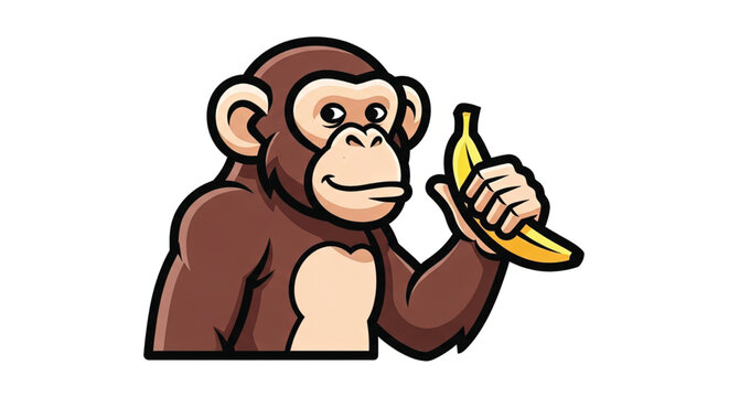 Cartoon monkey holding a banana.