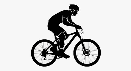 Obraz premium Athlete Riding Mountain Bike Silhouette.