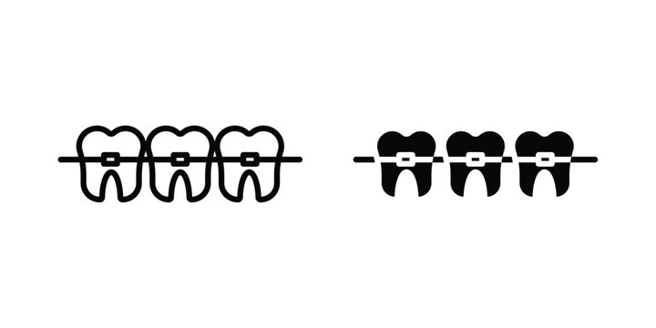 Teeth with braces icon