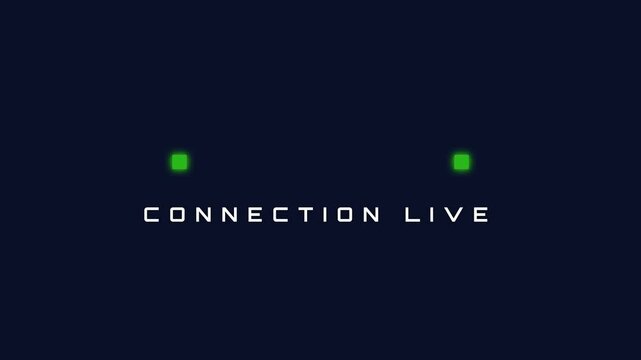 Minimalist digital loading screen with animated glowing green square indicators and text display