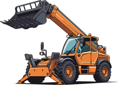 Heavy Duty Telehandler Telescopic Handler Construction Vehicle Vector Illustration