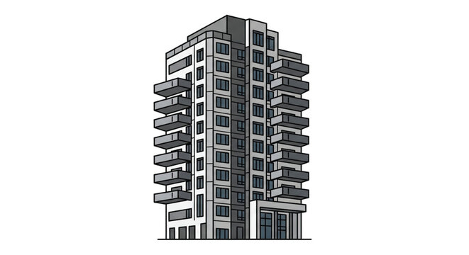 Modern High Rise Apartment Building Structure.
