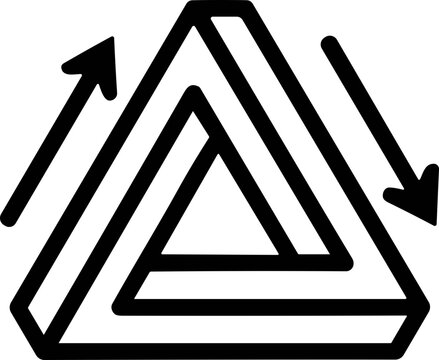 Impossible Triangle Optical Illusion with Arrows: Abstract Geometric Concept