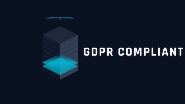 Isometric GDPR Compliant Server Animation Representing Data Privacy and Secure Cloud Infrastructure