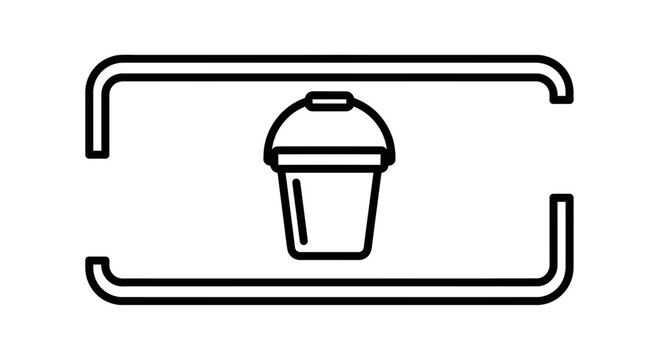 Bucket Icon Inside Rectangular Frame, Simple Outline Graphic
