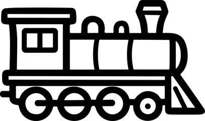 Stylized black and white illustration of a classic steam locomotive © Ferry