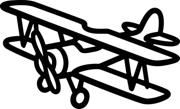 Vintage Biplane Outline Icon