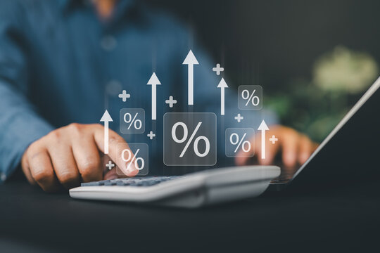 Interest rates and dividend yield concept, investors calculating profits and costs, stock market returns, long term investment strategies, retirement planning, and financial success.