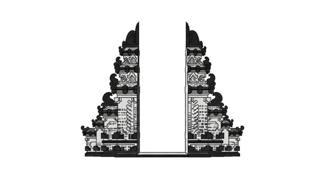 Ornate Balinese Gate Entrance Structure.